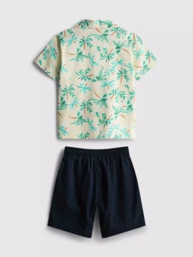 7–15 Jahre | Set aus Hemd und Shorts aus Slub-Baumwolle