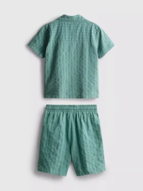 7–15 Jahre | Set aus strukturiertem Kurzarm-Hemd mit Knöpfen und Shorts