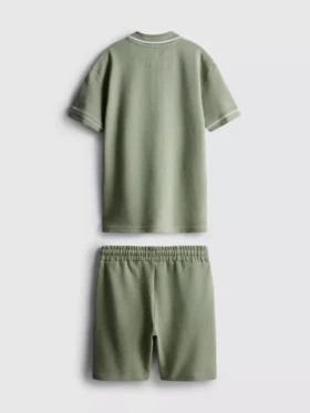 7–15 Jahre | Set aus strukturiertem Poloshirt und Shorts