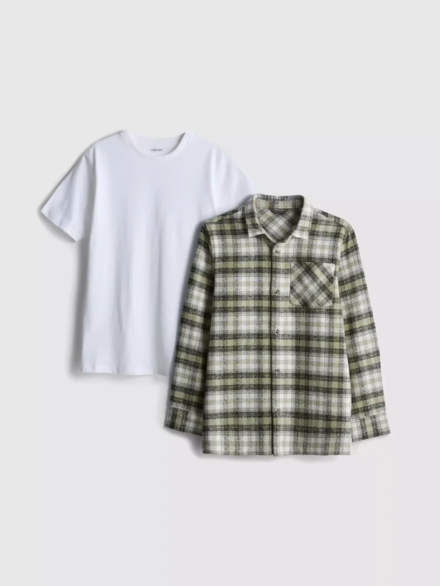 7–15 Jahre | Set aus T-Shirt und Karohemd 7–15 Jahre | Set aus T-Shirt und Karohemd