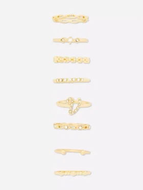8er-Pack Strass-Initialenringe 8er-Pack Strass-Initialenringe