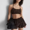 Aktives Crop-Top mit Racerback im Leopardenmuster Aktives Crop-Top mit Racerback im Leopardenmuster
