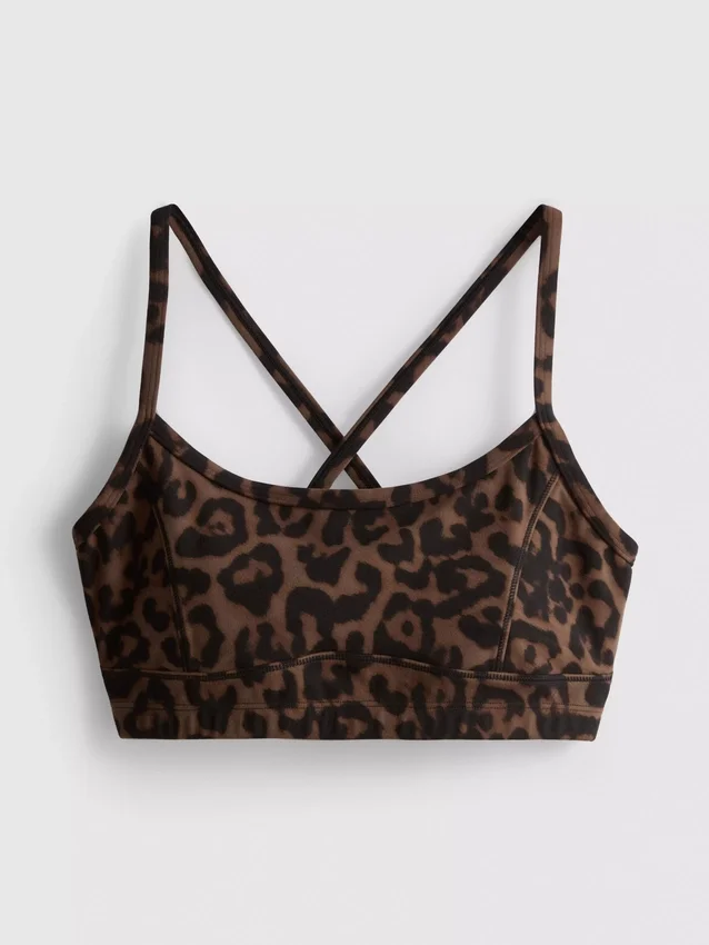 Aktives Crop-Top mit Racerback im Leopardenmuster Aktives Crop-Top mit Racerback im Leopardenmuster