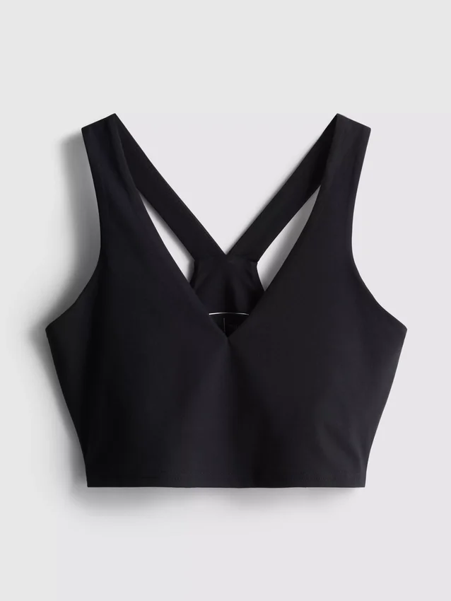 Aktives Crop-Top mit V-Ausschnitt und sanfter Stützfunktion Aktives Crop-Top mit V-Ausschnitt und sanfter Stützfunktion