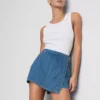 Asymmetrischer Wickelrock aus Baumwoll-Denim