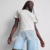 Asymmetrisches T-Shirt aus Baumwolle mit Fransen Asymmetrisches T-Shirt aus Baumwolle mit Fransen