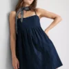 Babydoll-Minikleid aus Baumwoll-Denim Babydoll-Minikleid aus Baumwoll-Denim
