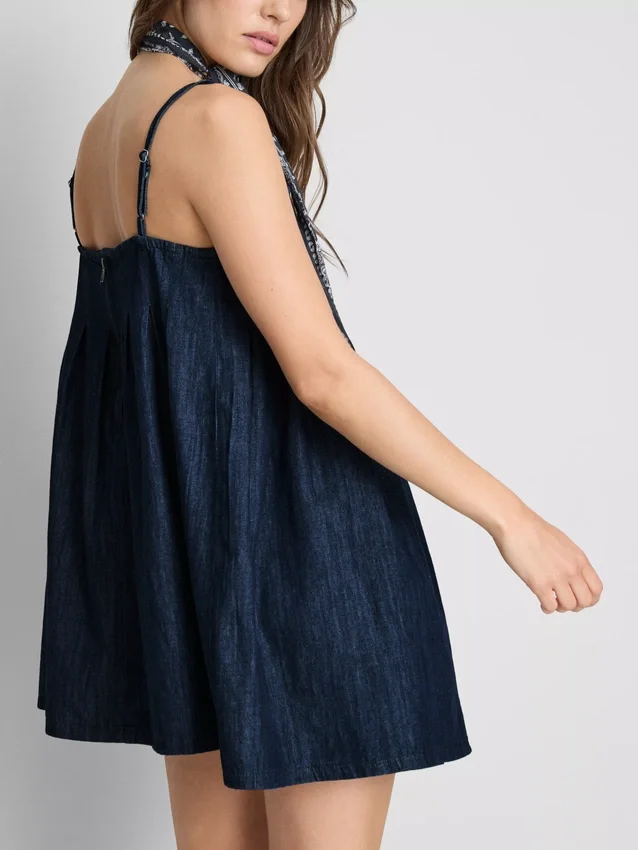 Babydoll-Minikleid aus Baumwoll-Denim Babydoll-Minikleid aus Baumwoll-Denim