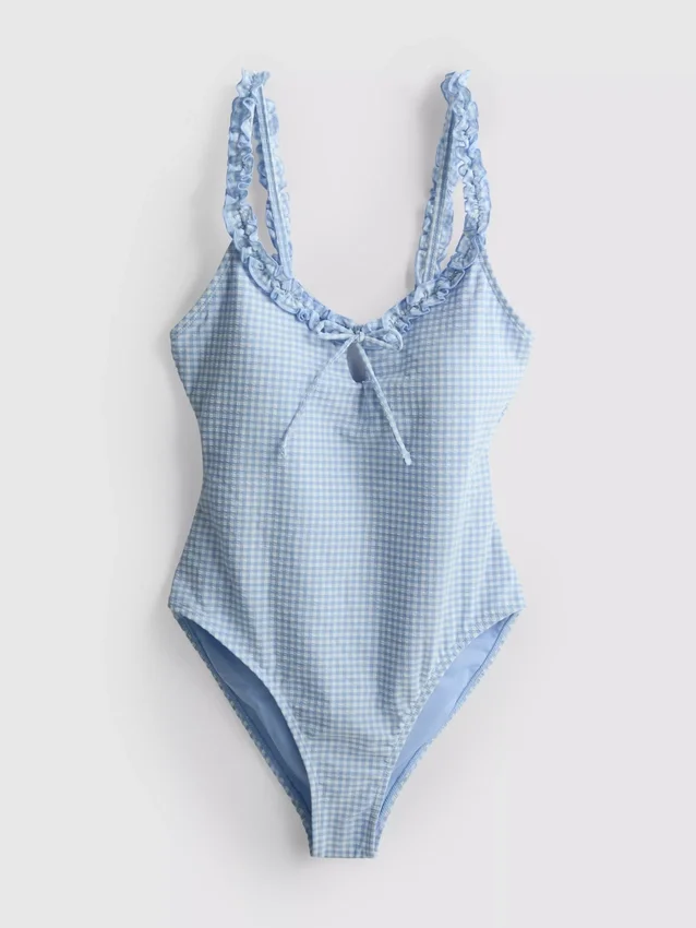 Badeanzug mit Rüschen im Gingham-Muster Badeanzug mit Rüschen im Gingham-Muster