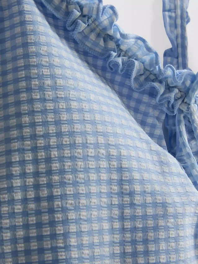 Badeanzug mit Rüschen im Gingham-Muster Badeanzug mit Rüschen im Gingham-Muster