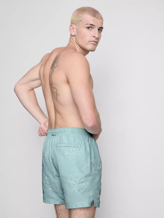 Badeshorts mit Blattstickerei Badeshorts mit Blattstickerei