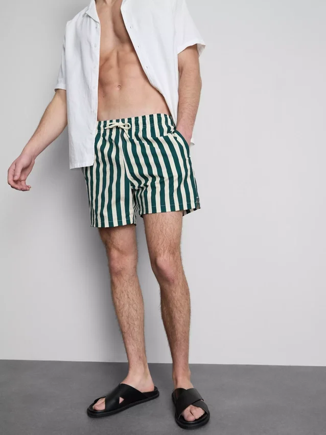Badeshorts mit Liegestuhl-Streifenmuster Badeshorts mit Liegestuhl-Streifenmuster