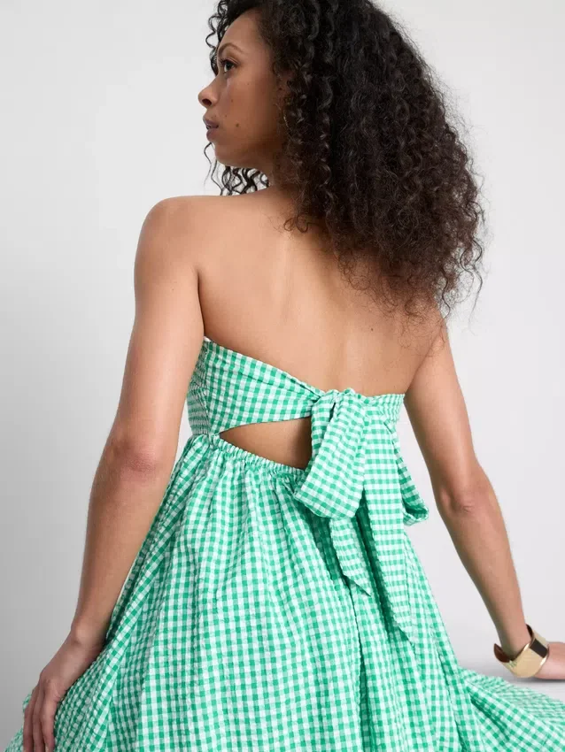 Bandeau-Mini-Kleid aus Baumwoll-Gingham Bandeau-Mini-Kleid aus Baumwoll-Gingham