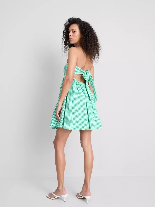 Bandeau-Mini-Kleid aus Baumwoll-Gingham Bandeau-Mini-Kleid aus Baumwoll-Gingham