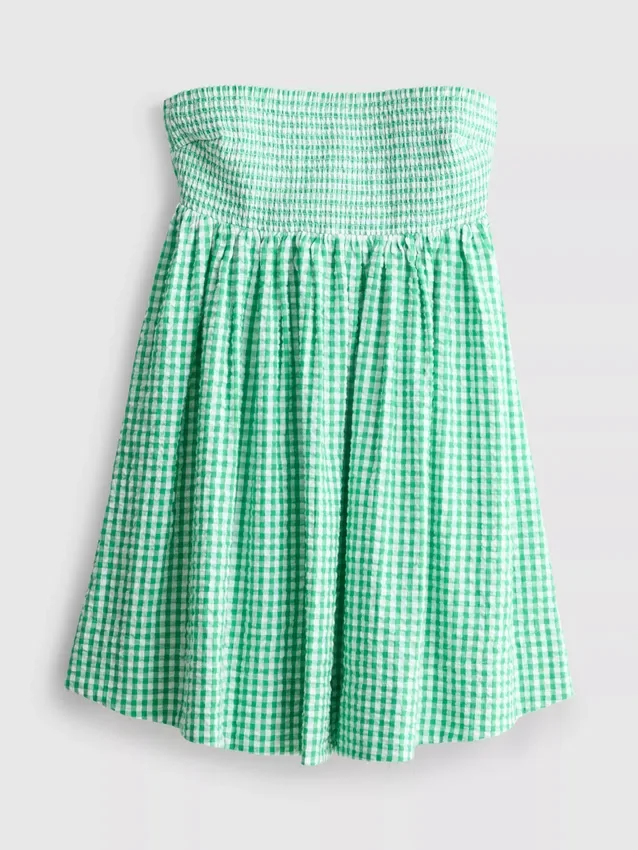 Bandeau-Mini-Kleid aus Baumwoll-Gingham Bandeau-Mini-Kleid aus Baumwoll-Gingham