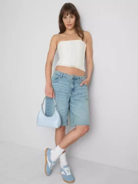 Bandeau-Top aus Baumwollmischung mit Spitze