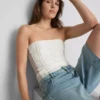 Bandeau-Top aus Baumwollmischung mit Spitze Bandeau-Top aus Baumwollmischung mit Spitze