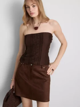 Bandeau-Top aus Baumwollmischung mit Spitze