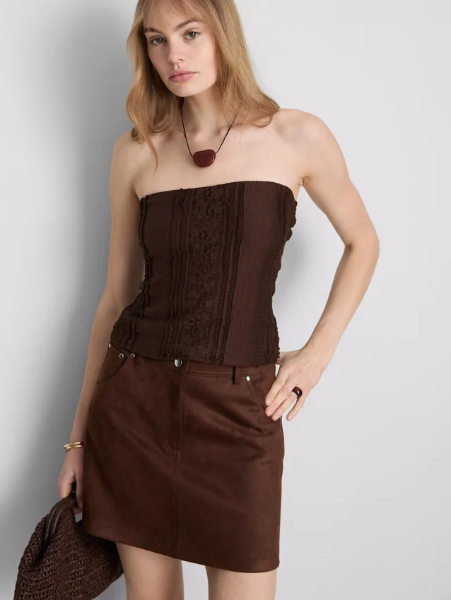 Bandeau-Top aus Baumwollmischung mit Spitze Bandeau-Top aus Baumwollmischung mit Spitze
