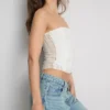 Bandeau-Top aus Baumwollmischung mit Spitze Bandeau-Top aus Baumwollmischung mit Spitze