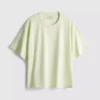 Bauchiges Baumwoll-T-Shirt mit Rundhalsausschnitt Bauchiges Baumwoll-T-Shirt mit Rundhalsausschnitt
