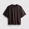 Bauchiges Baumwoll-T-Shirt mit Rundhalsausschnitt Bauchiges Baumwoll-T-Shirt mit Rundhalsausschnitt