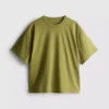 Bauchiges Baumwoll-T-Shirt mit Rundhalsausschnitt Bauchiges Baumwoll-T-Shirt mit Rundhalsausschnitt
