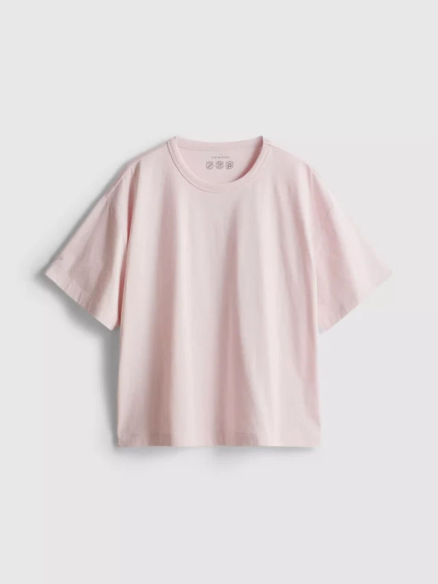 Bauchiges Baumwoll-T-Shirt mit Rundhalsausschnitt Bauchiges Baumwoll-T-Shirt mit Rundhalsausschnitt