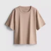 Bauchiges Baumwoll-T-Shirt mit Rundhalsausschnitt Bauchiges Baumwoll-T-Shirt mit Rundhalsausschnitt