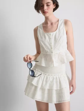 Baumwoll-Cami-Top im verkürzten Schnitt mit Cutwork-Design