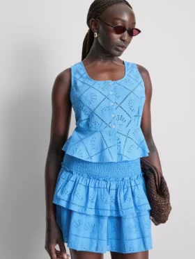 Baumwoll-Cami-Top im verkürzten Schnitt mit Cutwork-Design