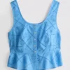 Baumwoll-Cami-Top im verkürzten Schnitt mit Cutwork-Design Baumwoll-Cami-Top im verkürzten Schnitt mit Cutwork-Design