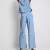 Baumwoll-Denim-Jeans mit Falten und weitem Bein Baumwoll-Denim-Jeans mit Falten und weitem Bein