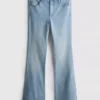 Baumwoll-Denim-Jeans mit mittlerer Leibhöhe und ausgestelltem Bein Baumwoll-Denim-Jeans mit mittlerer Leibhöhe und ausgestelltem Bein