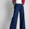 Baumwoll-Denim-Jeans mit mittlerer Leibhöhe und weitem Bein Baumwoll-Denim-Jeans mit mittlerer Leibhöhe und weitem Bein