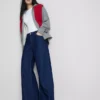 Baumwoll-Denim-Jeans mit mittlerer Leibhöhe und weitem Bein Baumwoll-Denim-Jeans mit mittlerer Leibhöhe und weitem Bein