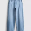 Baumwoll-Denim-Jeans mit mittlerer Leibhöhe und weitem Bein Baumwoll-Denim-Jeans mit mittlerer Leibhöhe und weitem Bein
