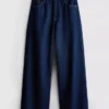 Baumwoll-Denim-Jeans mit mittlerer Leibhöhe und weitem Bein Baumwoll-Denim-Jeans mit mittlerer Leibhöhe und weitem Bein
