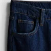 Baumwoll-Denim-Jeans mit mittlerer Leibhöhe und weitem Bein Baumwoll-Denim-Jeans mit mittlerer Leibhöhe und weitem Bein