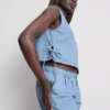 Baumwoll-Denim-Tanktop mit seitlichen Bindebändern Baumwoll-Denim-Tanktop mit seitlichen Bindebändern