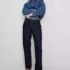 Baumwoll-Jeans mit mittlerer Leibhöhe und geradem Bein