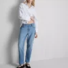 Baumwoll-Jeans mit mittlerer Leibhöhe und geradem Bein