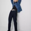 Baumwoll-Jeans mit mittlerer Leibhöhe und geradem Bein