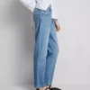 Baumwoll-Jeans mit mittlerer Leibhöhe und geradem Bein