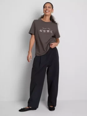 Baumwoll-T-Shirt mit Grafik und kurzen Shorts