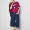 Baumwoll-T-Shirt mit kurzem Ärmel und Aufdruck