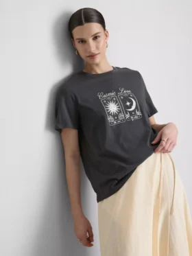 Baumwoll-T-Shirt mit kurzem Ärmel und Aufdruck