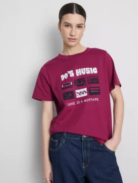 Baumwoll-T-Shirt mit kurzem Ärmel und Aufdruck