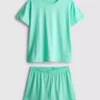 Baumwoll-T-Shirt-Schlafanzug mit kurzen Hosen Baumwoll-T-Shirt-Schlafanzug mit kurzen Hosen