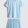 Baumwoll-T-Shirt-Schlafanzug mit kurzen Hosen Baumwoll-T-Shirt-Schlafanzug mit kurzen Hosen